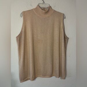 August Max Women Gold Mock Neck Sleeveless Shell 2X